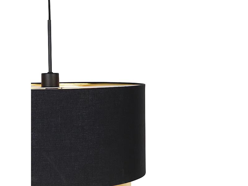 Suspension moderne noire avec or 47 cm double abat-jour - Combi