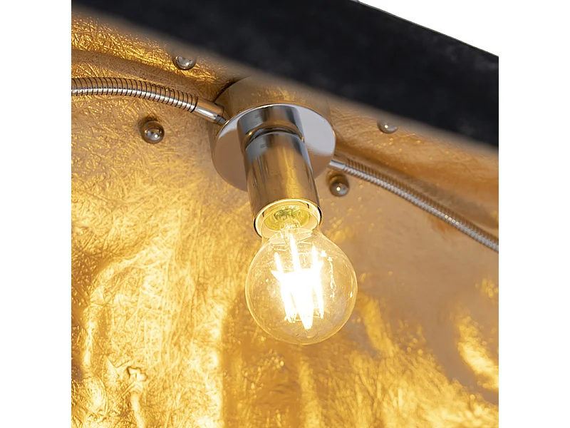 Lampe à suspension industrielle noire avec or 115 cm - Magna