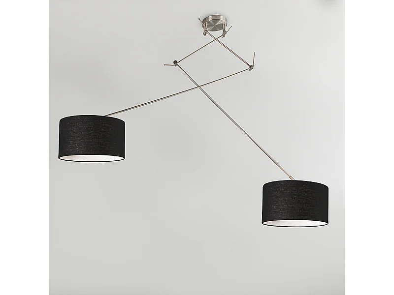 Lampe à suspension acier avec abat-jour 35 cm noir réglable - Blitz II