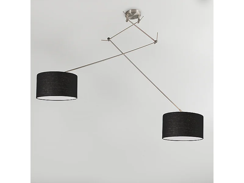 Lampe à suspension acier avec abat-jour 35 cm noir réglable - Blitz II