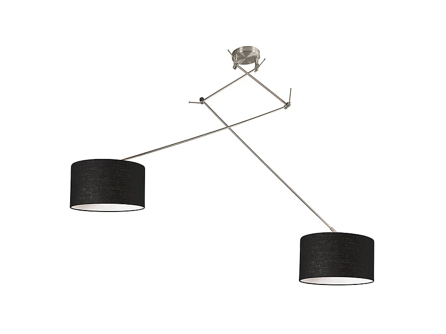 Lampe à suspension acier avec abat-jour 35 cm noir réglable - Blitz II