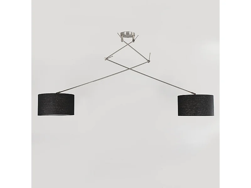 Lampe à suspension acier avec abat-jour 35 cm noir réglable - Blitz II