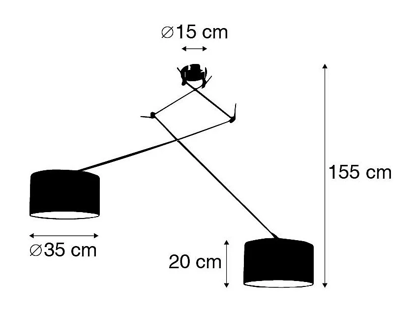 Lampe à suspension acier avec abat-jour 35 cm noir réglable - Blitz II