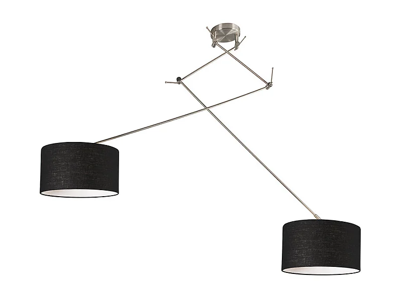 Lampe à suspension acier avec abat-jour 35 cm noir réglable - Blitz II