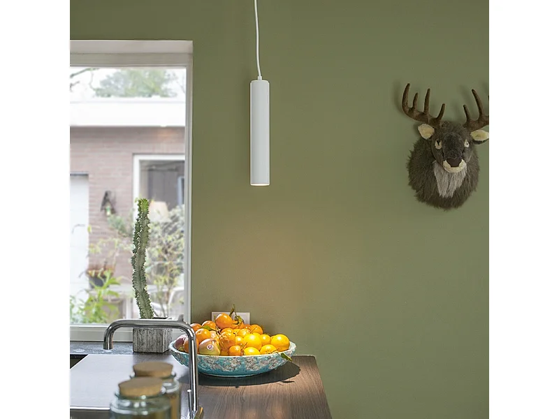 Lot de 2 lampes suspendues design blanc - Tuba small