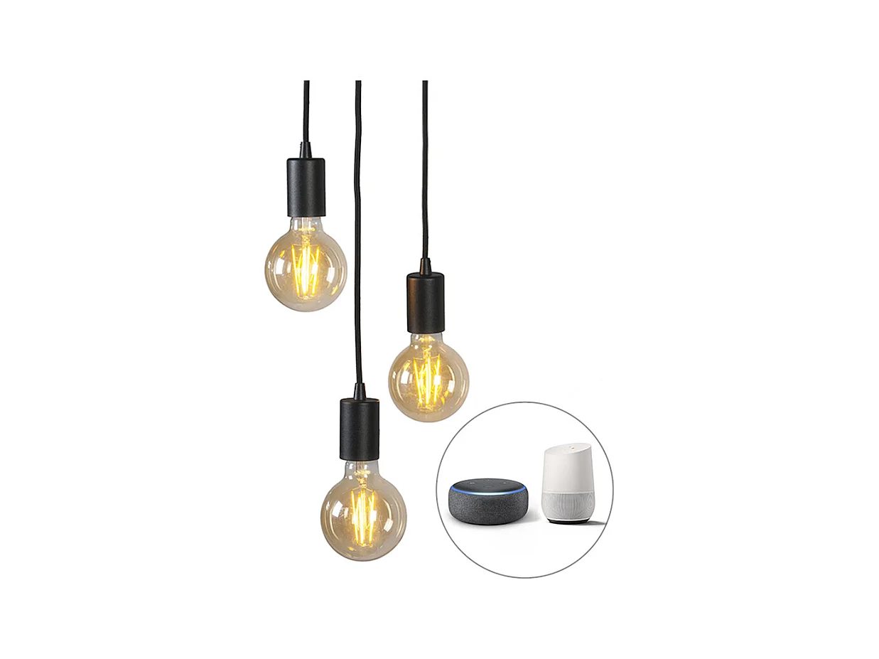 Suspension industrielle intelligente noire avec Wifi G95 3 lumières - Facil