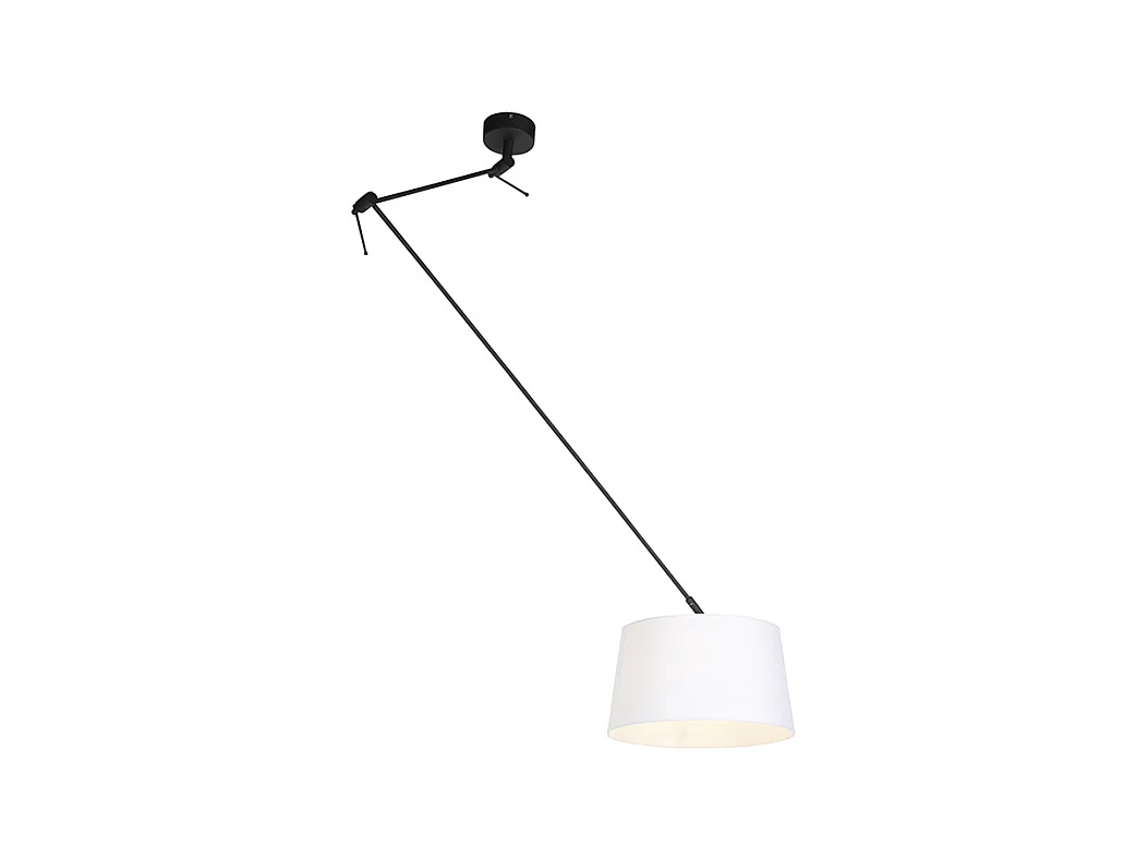 Suspension avec abat-jour en lin blanc 35 cm - Blitz I noir