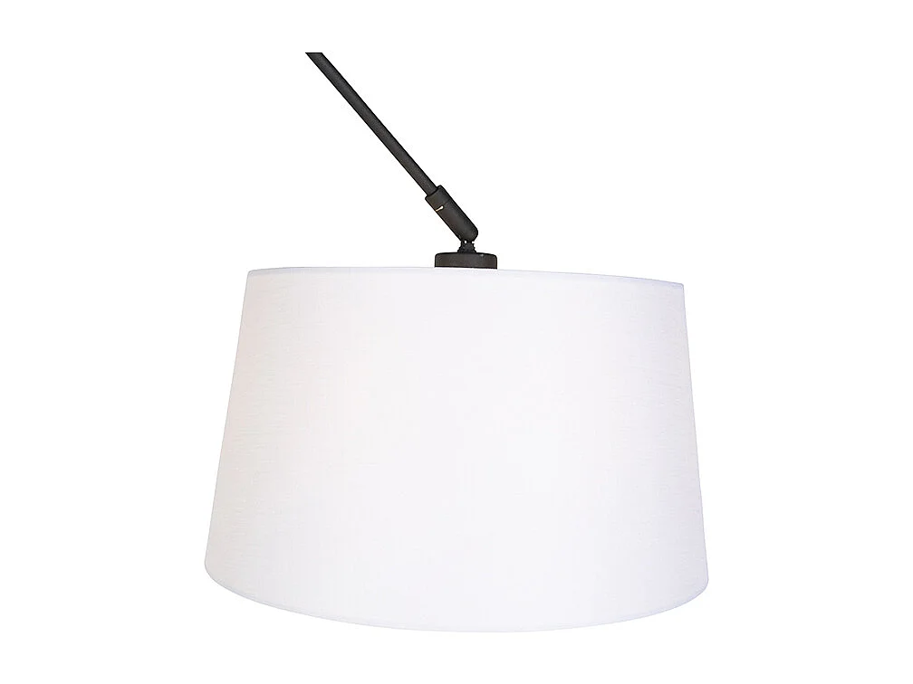 Suspension noire avec abat-jour en lin blanc 35 cm - Blitz