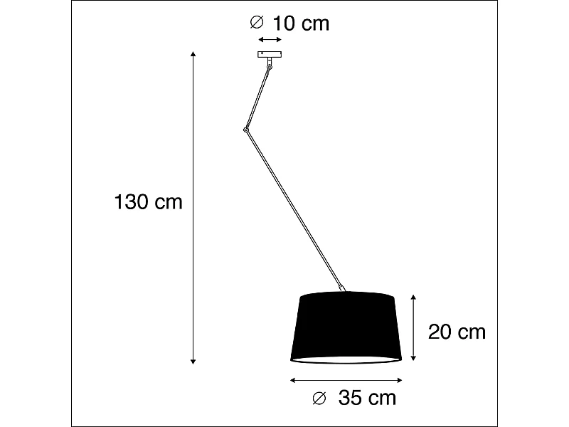 Suspension noire avec abat-jour en lin blanc 35 cm - Blitz