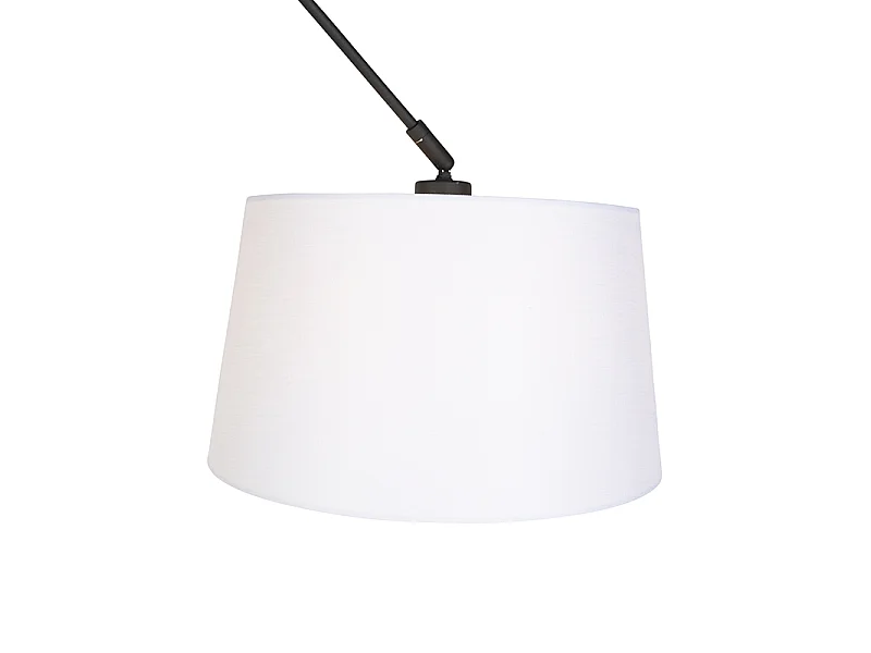 Suspension noire avec abat-jour en lin blanc 35 cm - Blitz