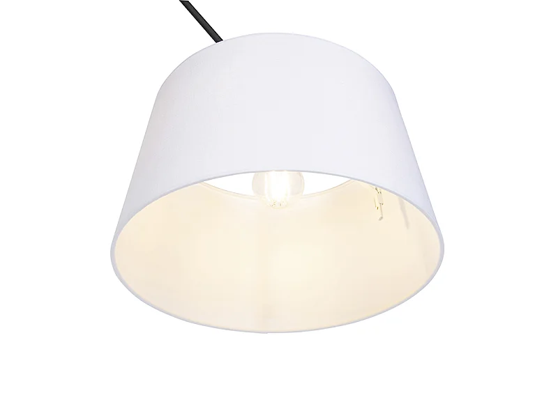 Suspension noire avec abat-jour en lin blanc 35 cm - Blitz