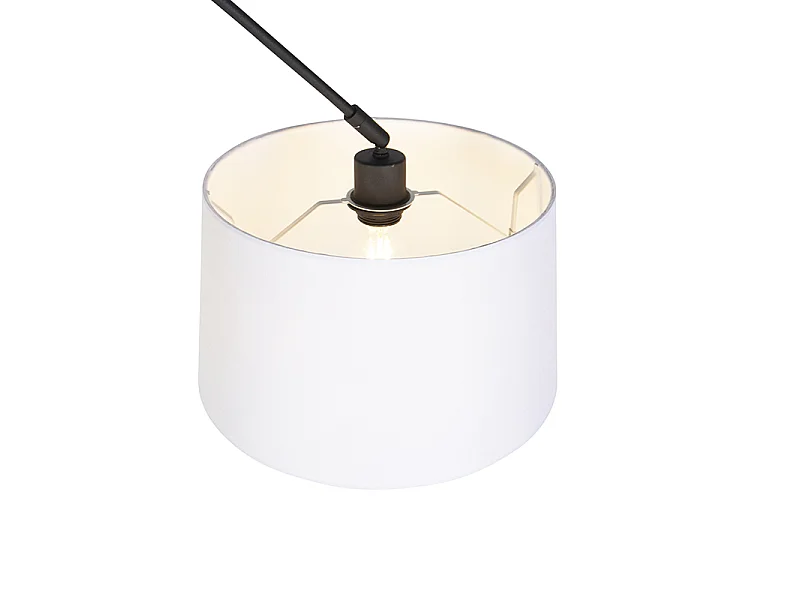 Suspension noire avec abat-jour en lin blanc 35 cm - Blitz
