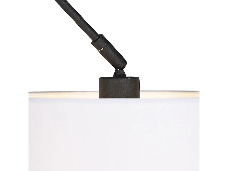 Suspension noire avec abat-jour en lin blanc 35 cm - Blitz