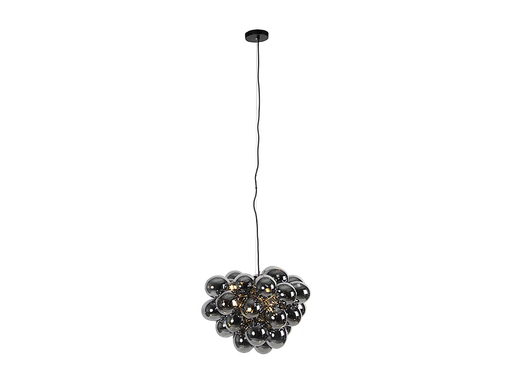 Suspension Art Déco noire avec verre fumé 8 lampes - Uvas
