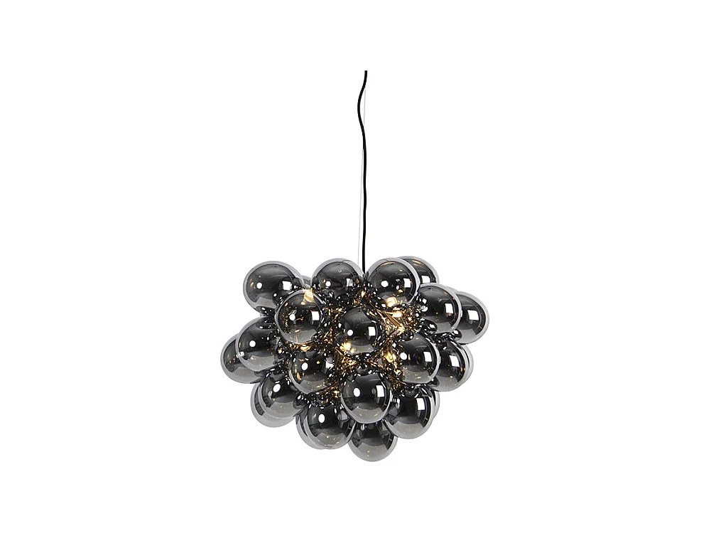Suspension Art Déco noire avec verre fumé 8 lampes - Uvas