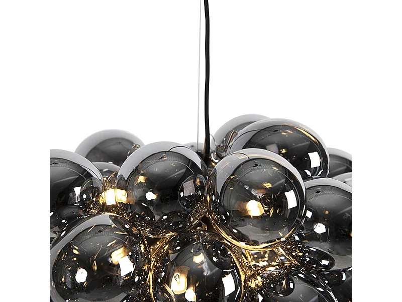 Suspension design noire avec verre fumé rond 8 lumières - Uvas