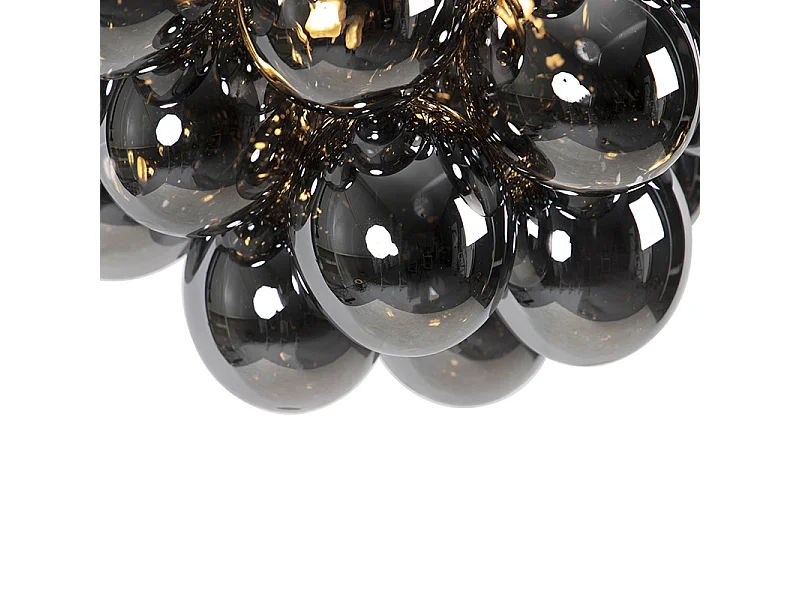Suspension design noire avec verre fumé rond 8 lumières - Uvas