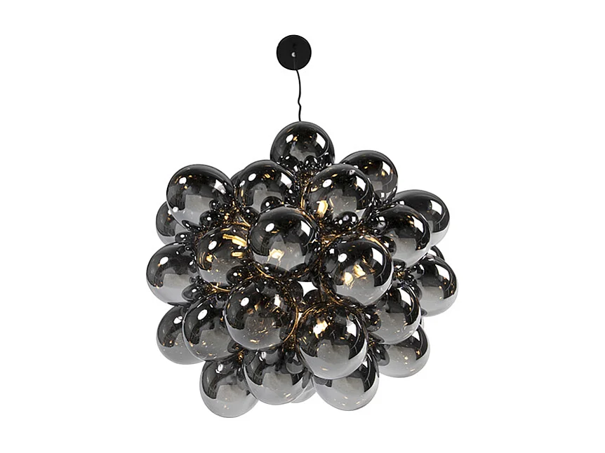 Suspension design noire avec verre fumé rond 8 lumières - Uvas