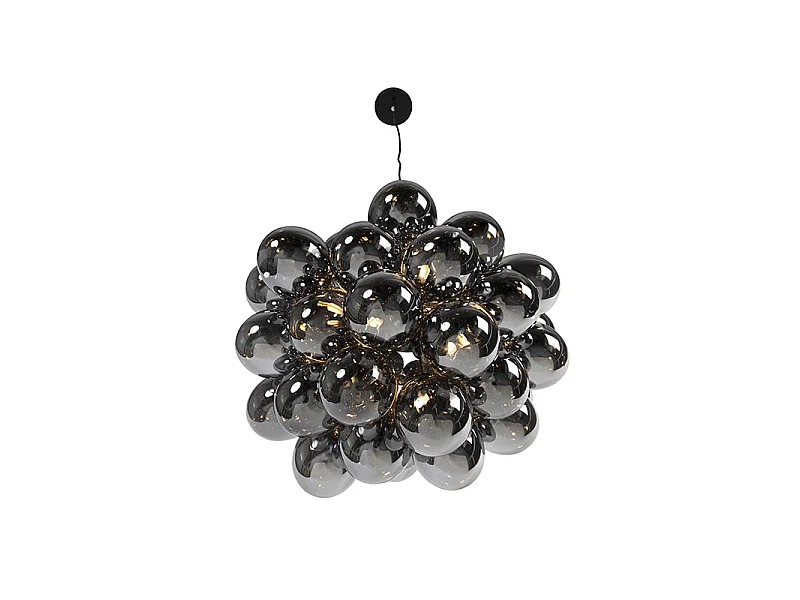 Suspension design noire avec verre fumé rond 8 lumières - Uvas