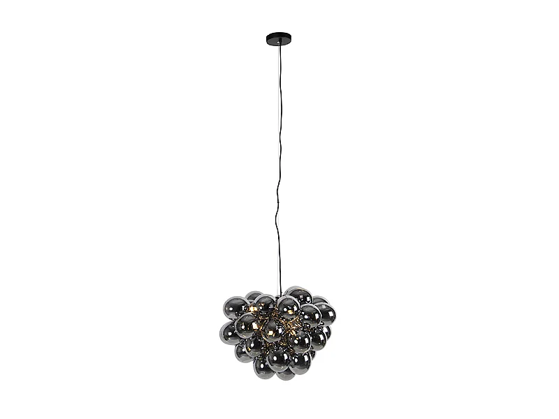Suspension design noire avec verre fumé rond 8 lumières - Uvas
