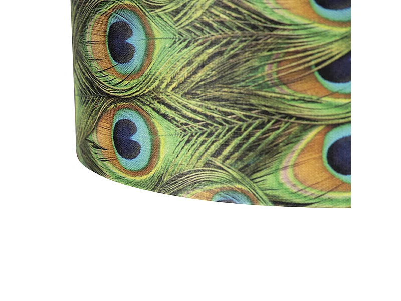 Suspension noire avec abat-jour en velours paon avec or 35 cm 2 lumières - Blitz