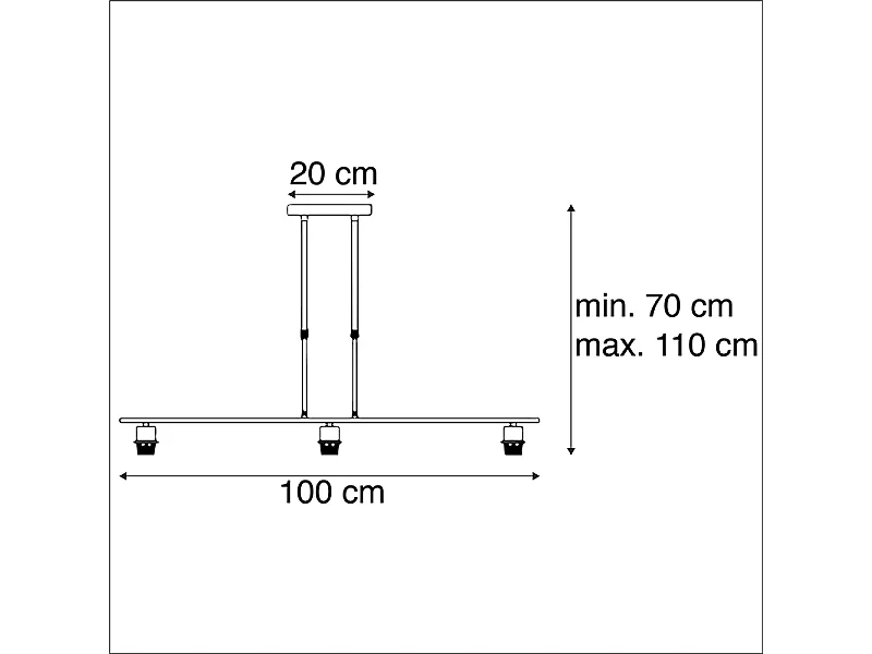 Lampe suspendue noir sans abat-jour - Combi 3 Deluxe