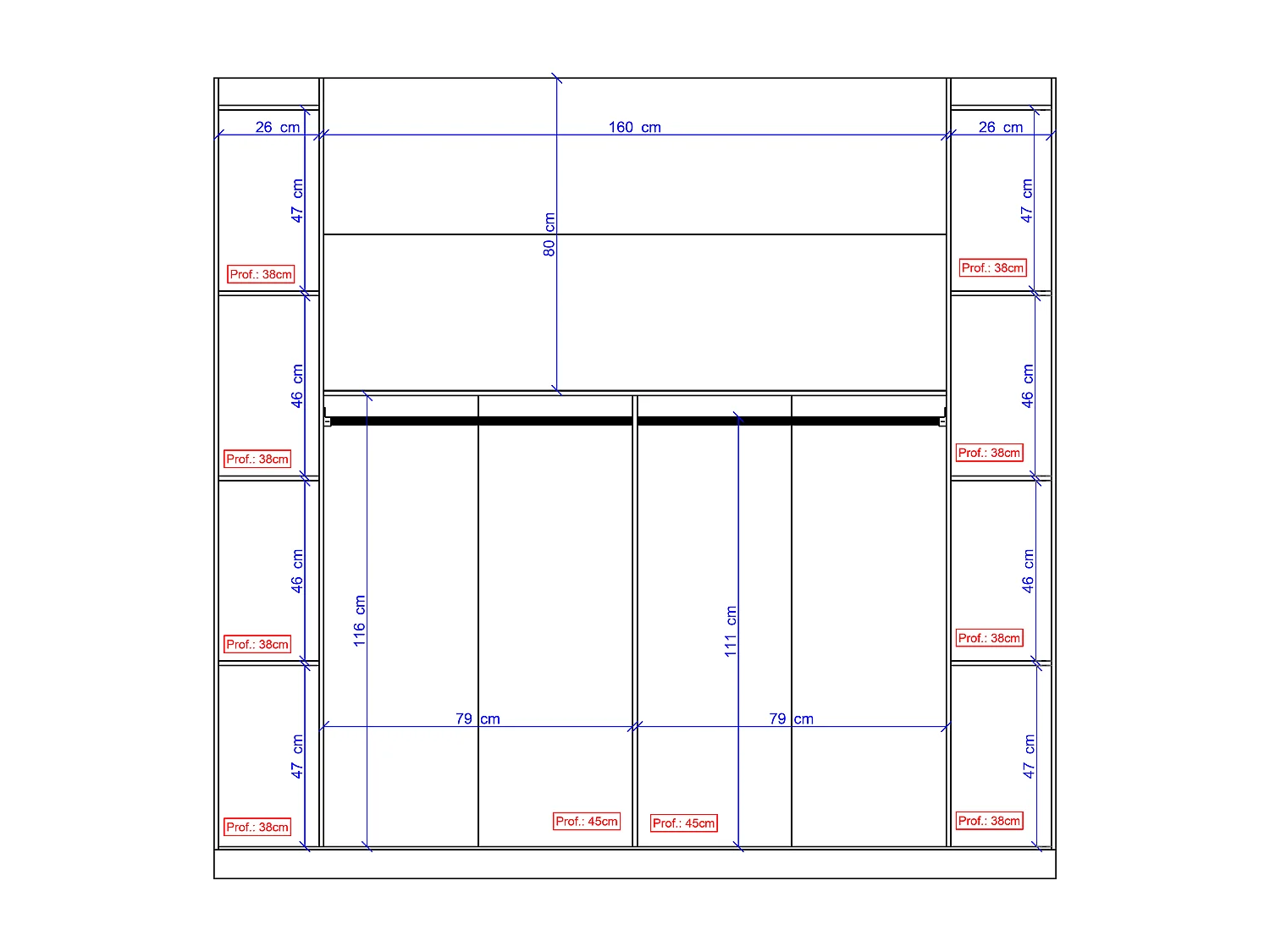 Armadio a ponte L206 cm Bianco  - ANTERO