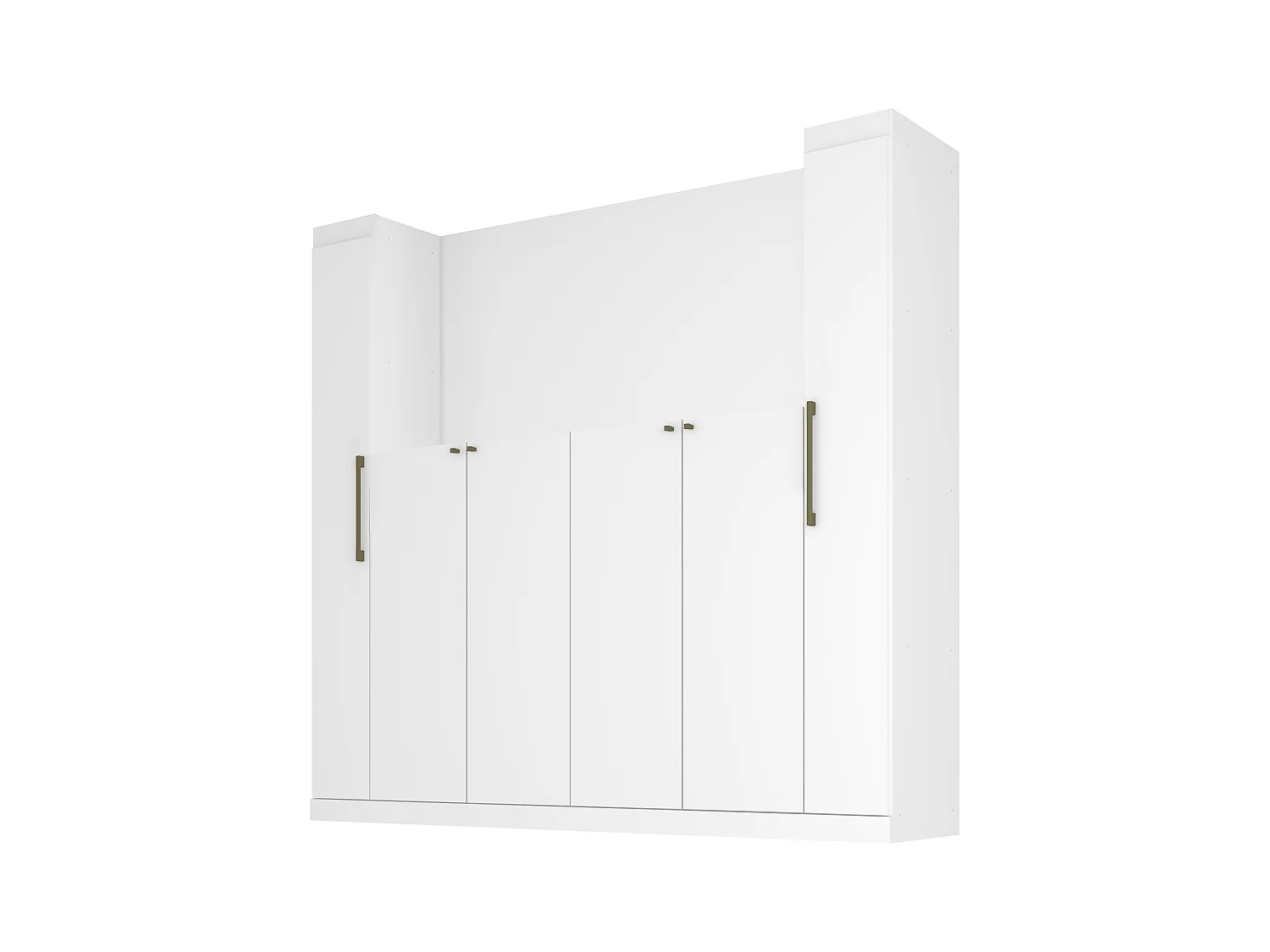 Pont de lit - 6 portes - Avec armoires et rangements - L206 cm - Blanc - ANTERO