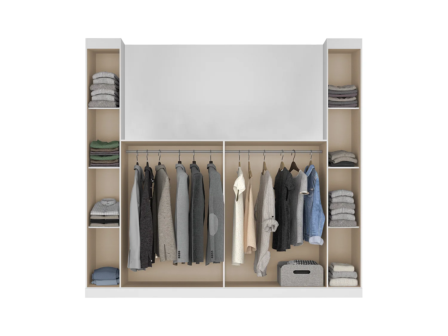 Pont de lit - 6 portes - Avec armoires et rangements - L206 cm - Blanc - ANTERO