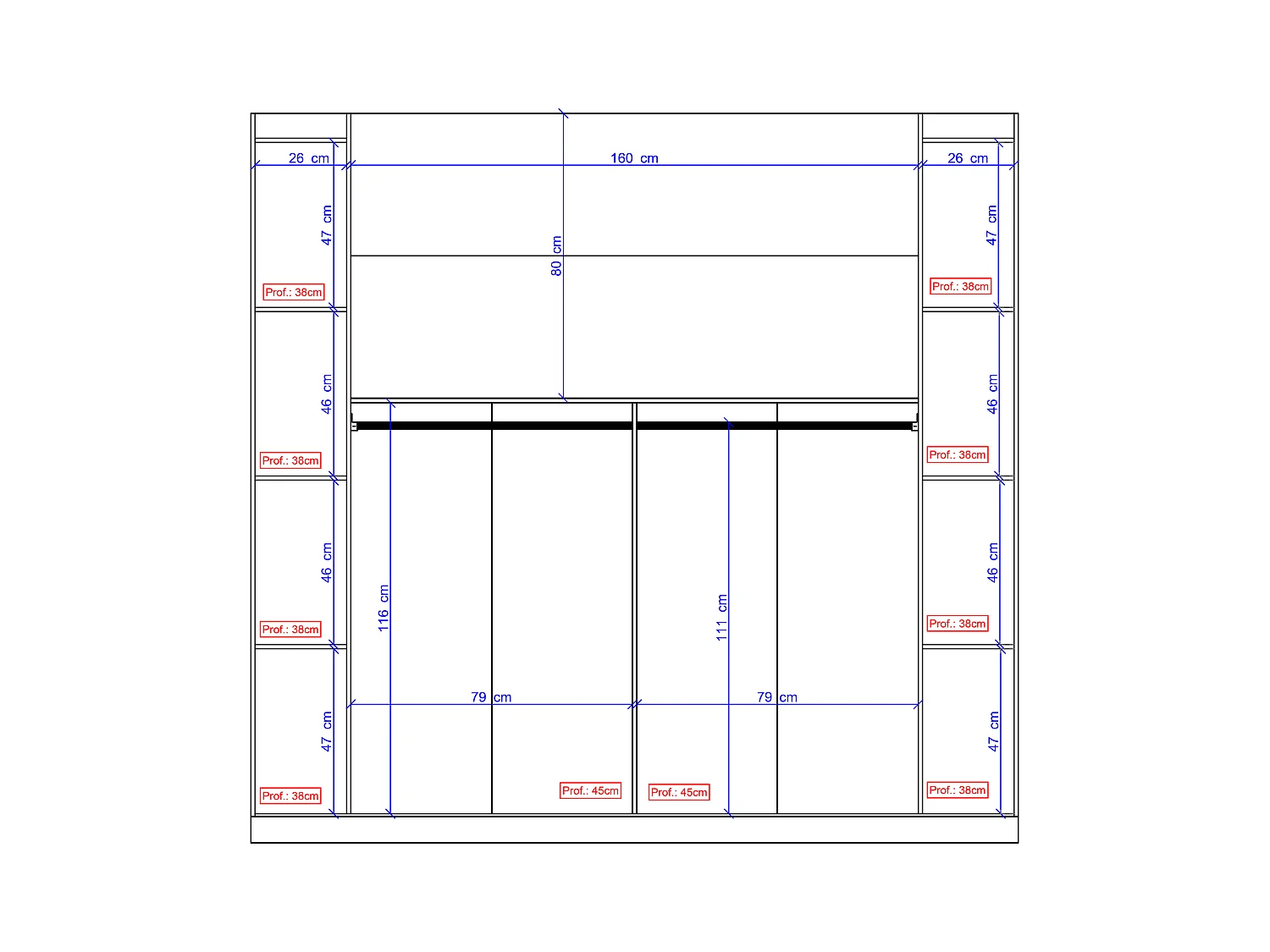 Pont de lit - 6 portes - Avec armoires et rangements - L206 cm - Blanc - ANTERO