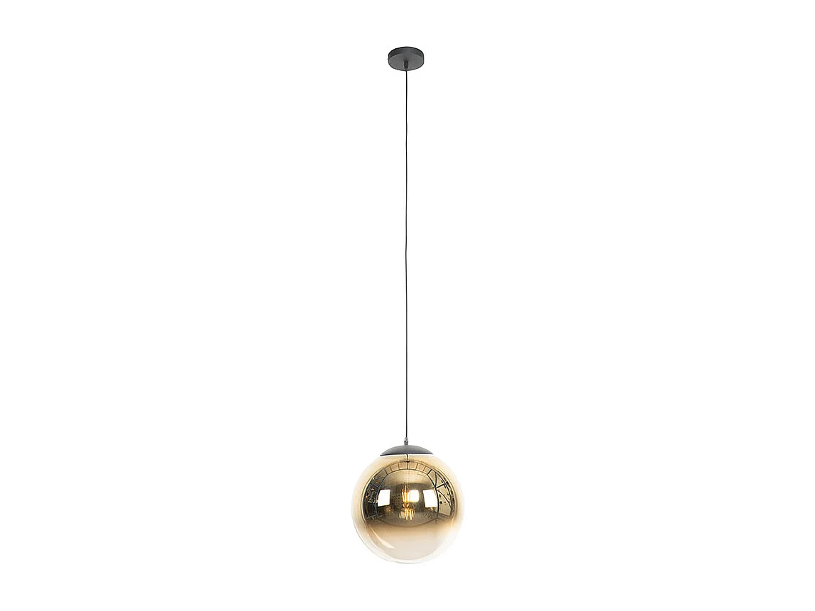 Suspension Art Déco noire avec verre doré 33 cm - Pallon
