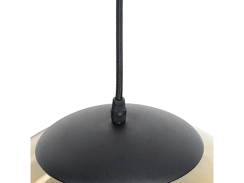 Suspension Art Déco noire avec verre doré 33 cm - Pallon