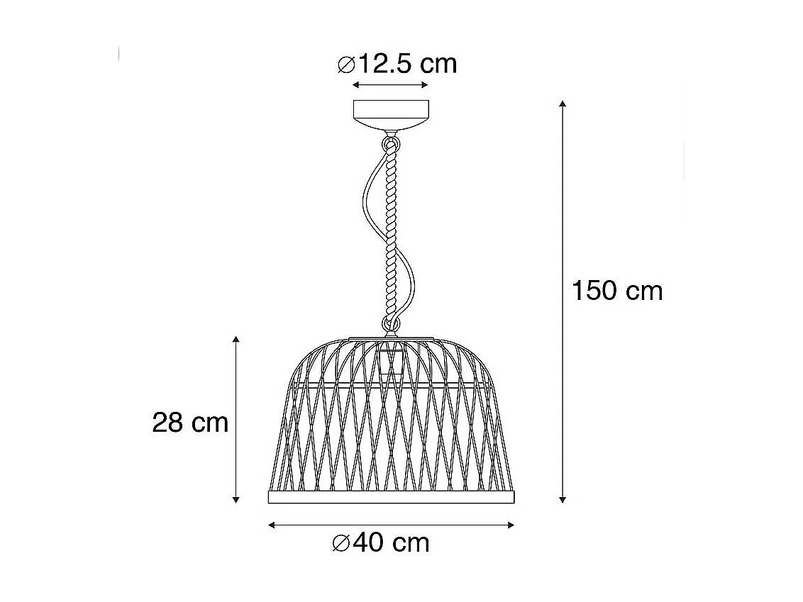 Suspension style campagnard corde avec rotin - Calamus