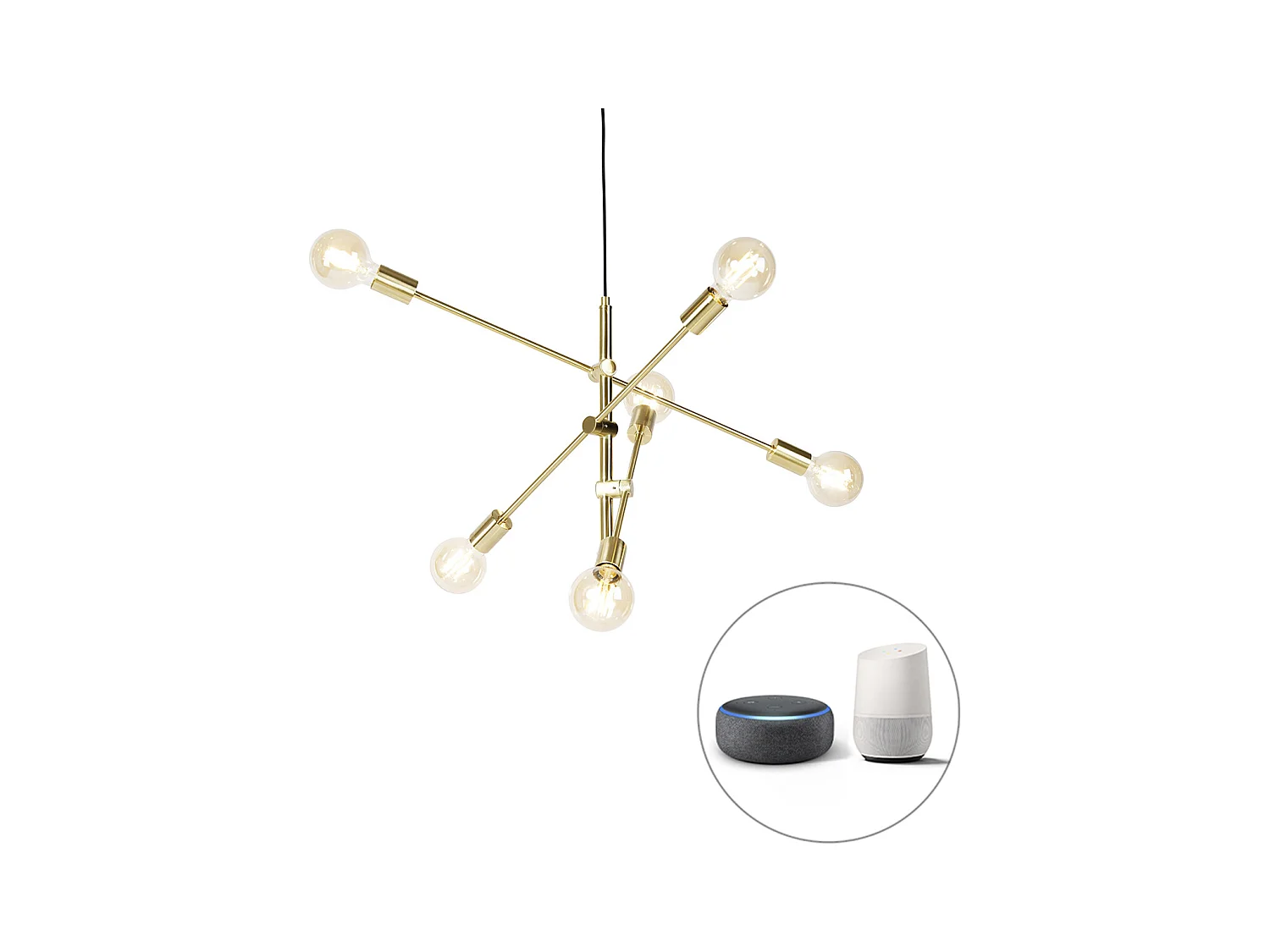 Lampe suspendue intelligente en laiton 6 lumières avec Wifi G95 - Sydney