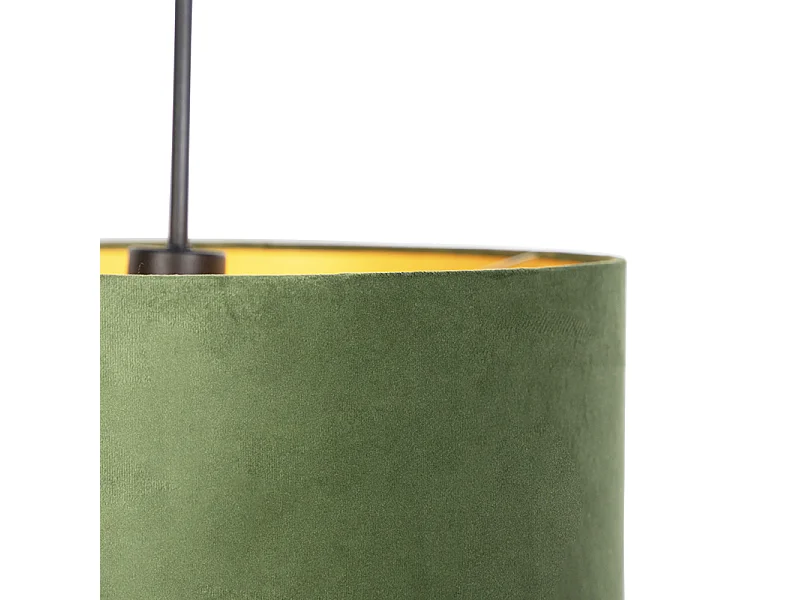 Suspension avec abat-jour en velours vert avec or - Combi