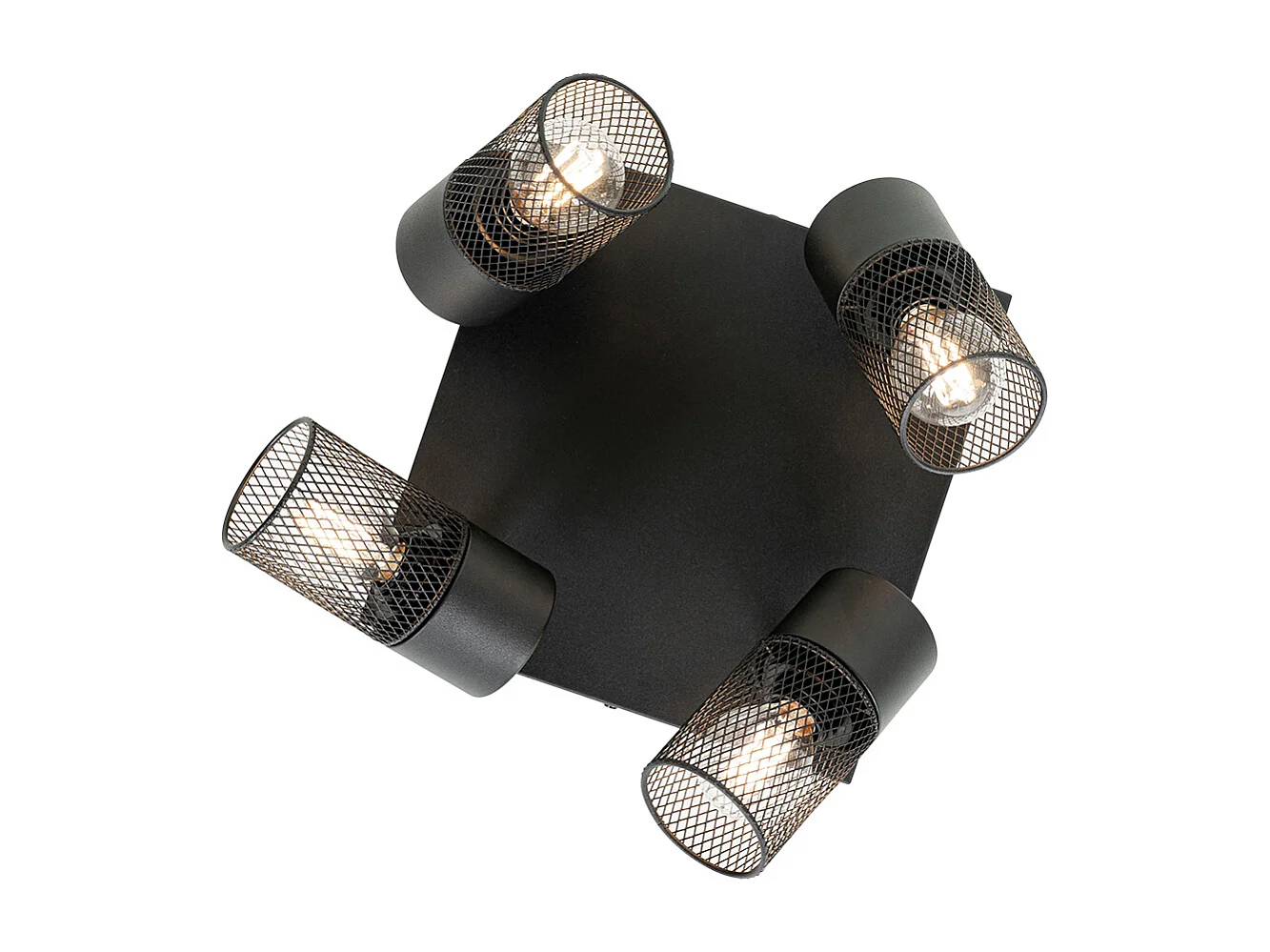 Spot de plafond industriel noir 4 lumières orientables - Jim