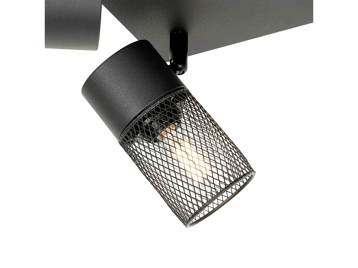 Spot de plafond industriel noir 4 lumières orientables - Jim