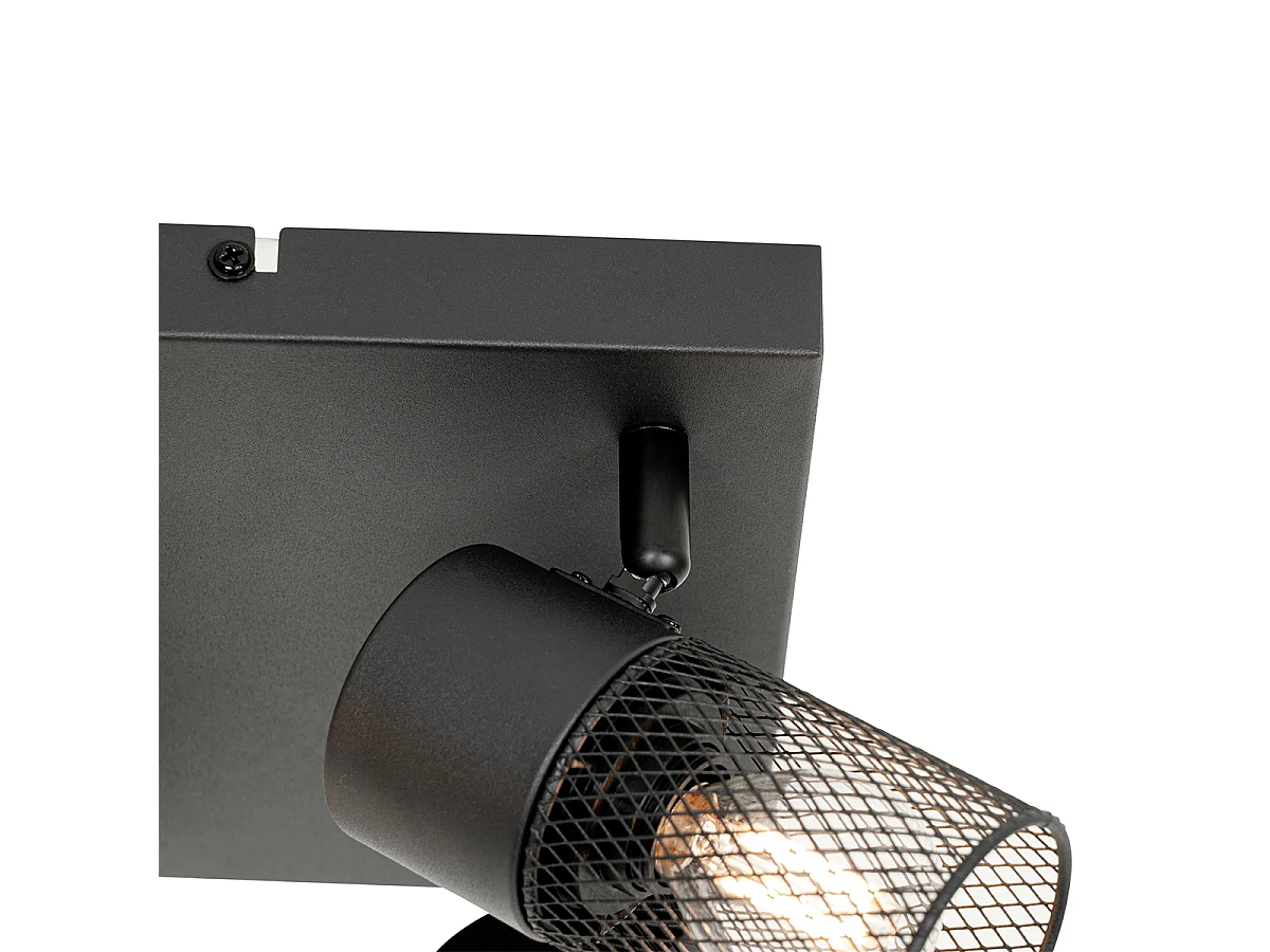 Spot de plafond industriel noir 4 lumières orientables - Jim