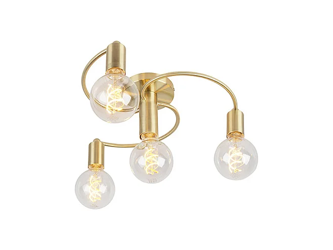 Plafonnier Art Déco laiton 4 lumières - Facile