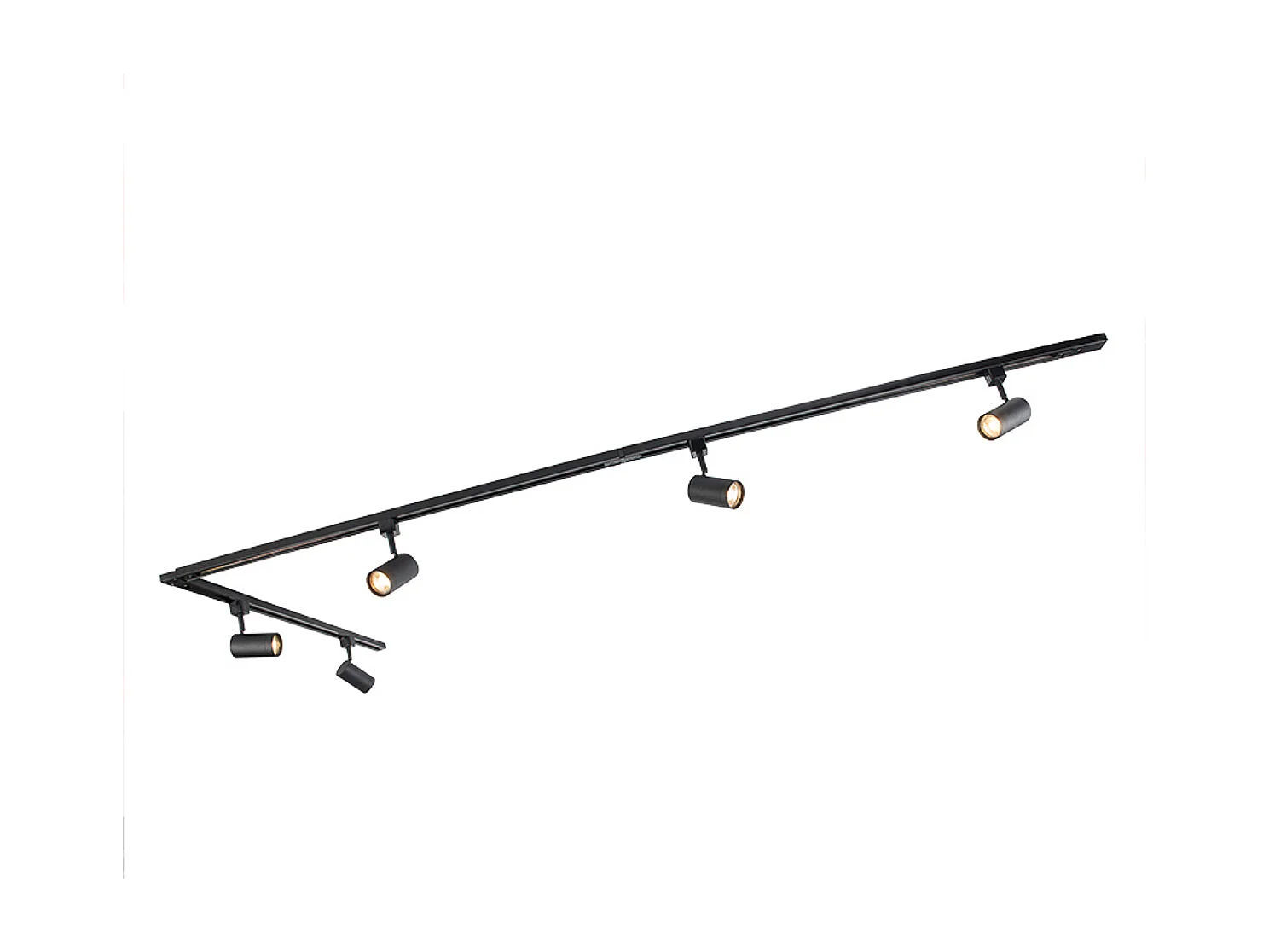 Système sur rail moderne noir avec 5 spots monophasé - Jeana