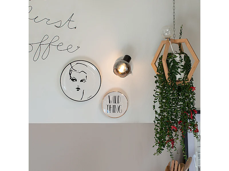 Spot Art Déco noir avec verre fumé - Vidro