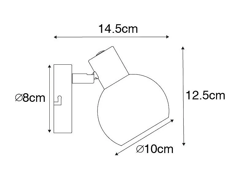 Spot Art Déco noir avec verre fumé - Vidro