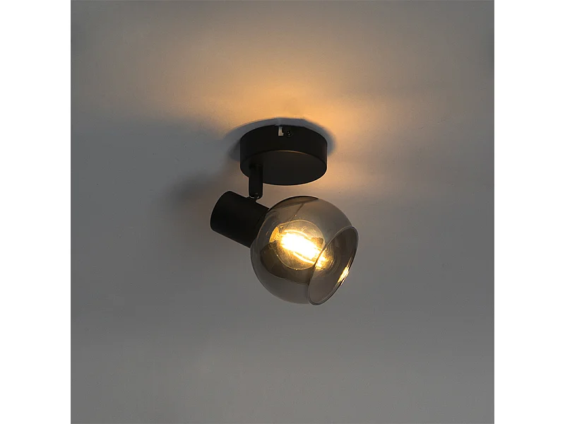 Spot Art Déco noir avec verre fumé - Vidro