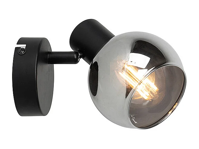Spot Art Déco noir avec verre fumé - Vidro