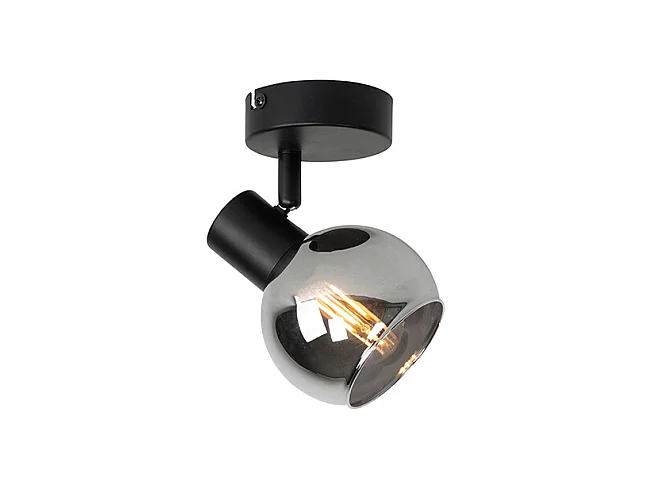 Spot Art Déco noir avec verre fumé - Vidro