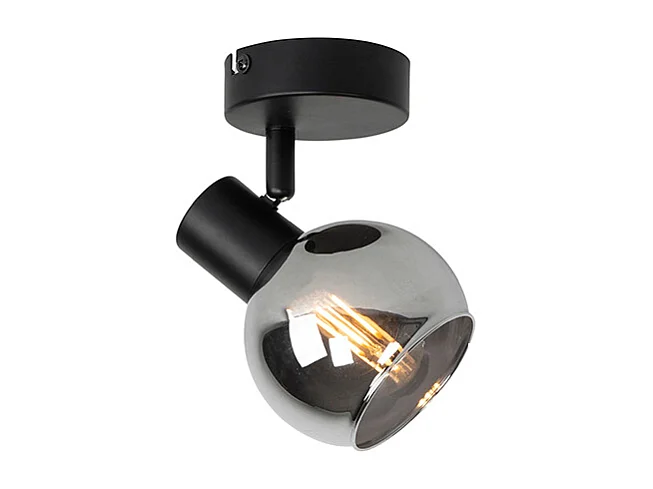 Spot Art Déco noir avec verre fumé - Vidro