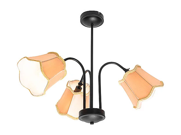 Plafonnier classique noir avec abat-jour doré 3 lumières - Nona