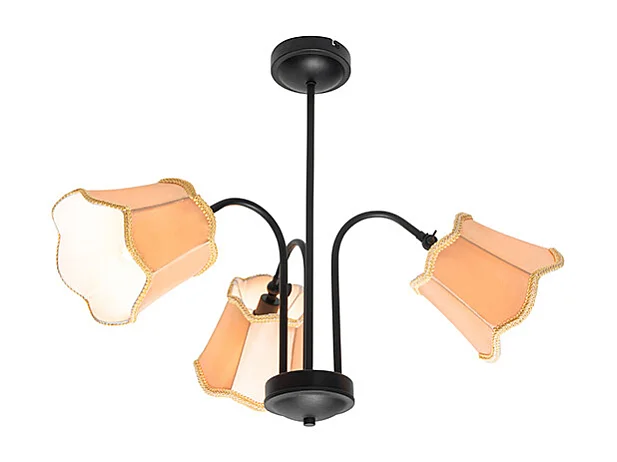 Plafonnier classique noir avec abat-jour doré 3 lumières - Nona