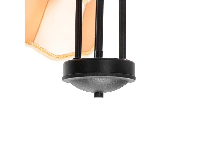 Plafonnier classique noir avec abat-jour doré 3 lumières - Nona