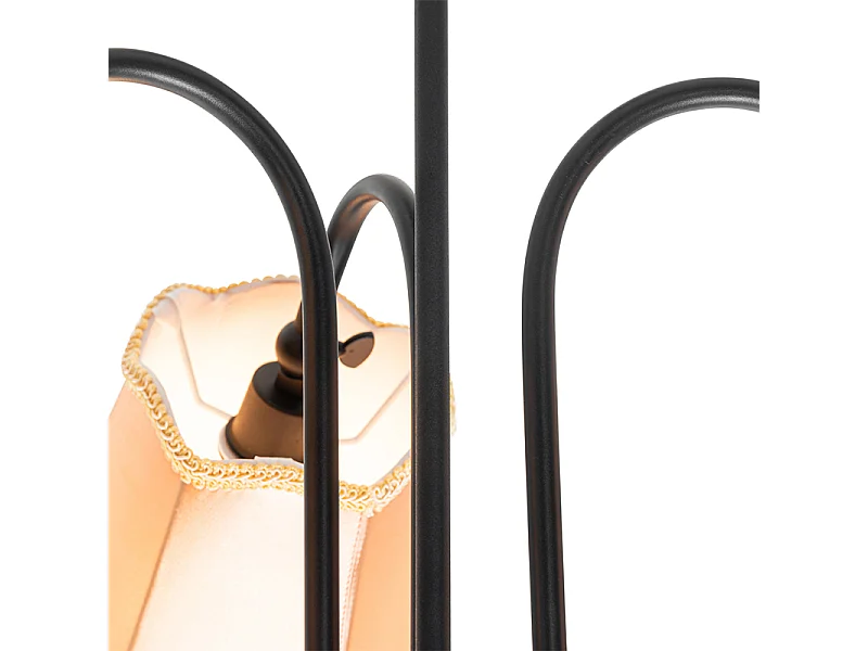 Plafonnier classique noir avec abat-jour doré 3 lumières - Nona